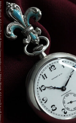 ティファニー 水色の銀留め銀無垢アンティーク懐中時計 【1934年製】-P2343-7