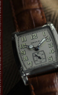 グリュエン 100年物の特別なカジュアルアンティーク腕時計 【1925年頃】-W1594-1