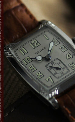 グリュエン 100年物の特別なカジュアルアンティーク腕時計 【1925年頃】-W1594-8