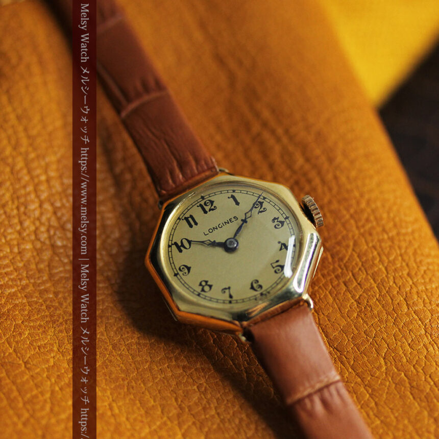 ロンジン金色の八角形 14金無垢アンティーク腕時計 【1926年頃】-W1596-1
