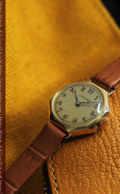 ロンジン金色の八角形 14金無垢アンティーク腕時計 【1926年頃】-W1596-10