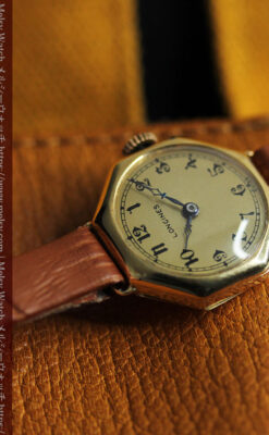 ロンジン金色の八角形 14金無垢アンティーク腕時計 【1926年頃】-W1596-12