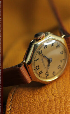 ロンジン金色の八角形 14金無垢アンティーク腕時計 【1926年頃】-W1596-14