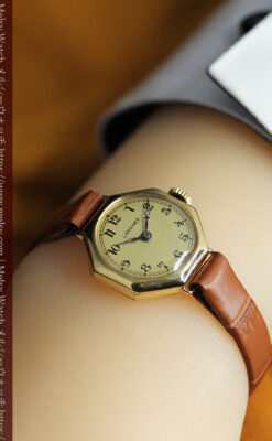 ロンジン金色の八角形 14金無垢アンティーク腕時計 【1926年頃】-W1596-18