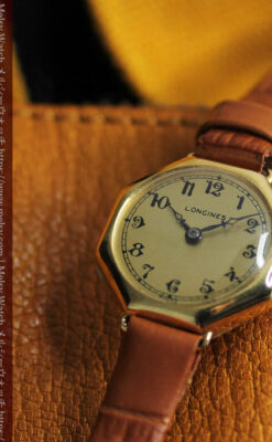 ロンジン金色の八角形 14金無垢アンティーク腕時計 【1926年頃】-W1596-4