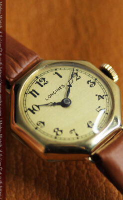 ロンジン金色の八角形 14金無垢アンティーク腕時計 【1926年頃】-W1596-7