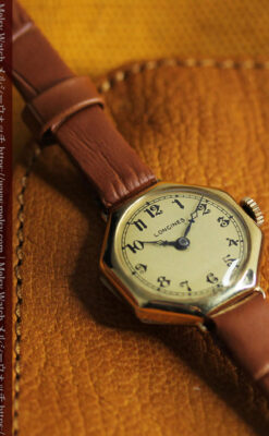 ロンジン金色の八角形 14金無垢アンティーク腕時計 【1926年頃】-W1596-8