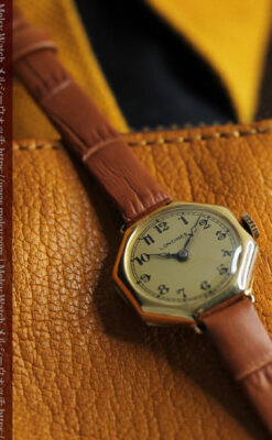 ロンジン金色の八角形 14金無垢アンティーク腕時計 【1926年頃】-W1596-9