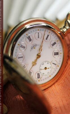 黄色の花と緑の葉 エルジンのアンティーク懐中時計 【1904年頃】-P2346-13