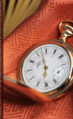 黄色の花と緑の葉 エルジンのアンティーク懐中時計 【1904年頃】-P2346-14