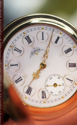 黄色の花と緑の葉 エルジンのアンティーク懐中時計 【1904年頃】-P2346-17