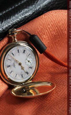 黄色の花と緑の葉 エルジンのアンティーク懐中時計 【1904年頃】-P2346-7