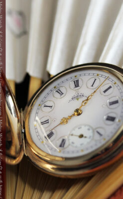 黄色の花と緑の葉 エルジンのアンティーク懐中時計 【1904年頃】-P2346-8