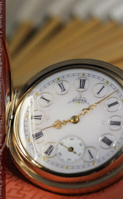 黄色の花と緑の葉 エルジンのアンティーク懐中時計 【1904年頃】-P2346-9