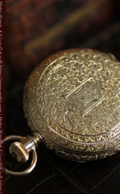 24の星が輝くウォルサムの金無垢アンティーク懐中時計 【1890年頃】イニシャルS-P2347-11