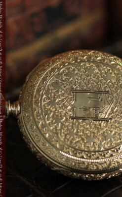 24の星が輝くウォルサムの金無垢アンティーク懐中時計 【1890年頃】イニシャルS-P2347-12