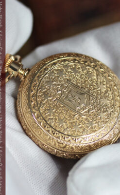 24の星が輝くウォルサムの金無垢アンティーク懐中時計 【1890年頃】イニシャルS-P2347-14