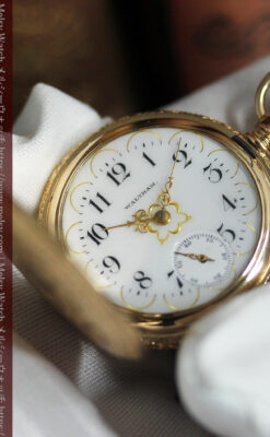 24の星が輝くウォルサムの金無垢アンティーク懐中時計 【1890年頃】イニシャルS-P2347-16