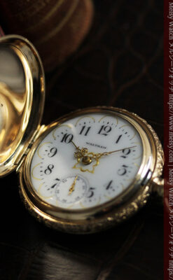 24の星が輝くウォルサムの金無垢アンティーク懐中時計 【1890年頃】イニシャルS-P2347-17