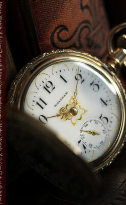 24の星が輝くウォルサムの金無垢アンティーク懐中時計 【1890年頃】イニシャルS-P2347-18
