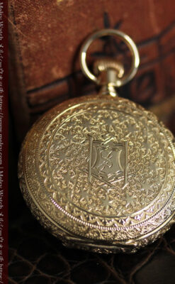 24の星が輝くウォルサムの金無垢アンティーク懐中時計 【1890年頃】イニシャルS-P2347-3