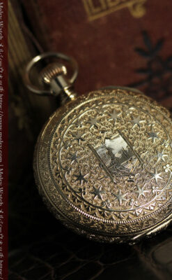 24の星が輝くウォルサムの金無垢アンティーク懐中時計 【1890年頃】イニシャルS-P2347-4