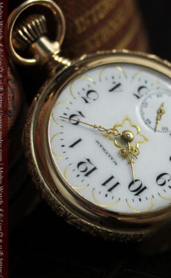 24の星が輝くウォルサムの金無垢アンティーク懐中時計 【1890年頃】イニシャルS-P2347-5