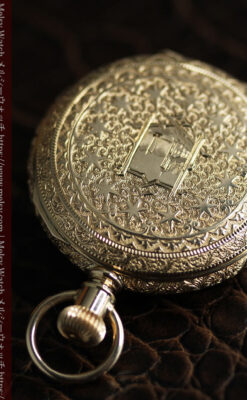 24の星が輝くウォルサムの金無垢アンティーク懐中時計 【1890年頃】イニシャルS-P2347-9