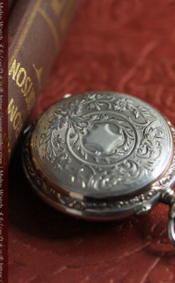 魅力的な無銘の銀無垢アンティーク懐中時計【1880年頃】-P2348-10