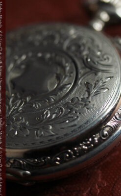 魅力的な無銘の銀無垢アンティーク懐中時計【1880年頃】-P2348-11