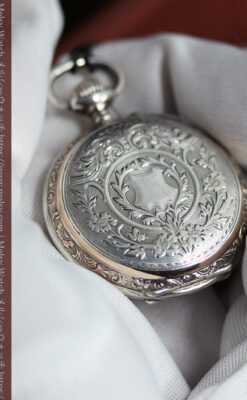 魅力的な無銘の銀無垢アンティーク懐中時計【1880年頃】-P2348-16