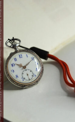 魅力的な無銘の銀無垢アンティーク懐中時計【1880年頃】-P2348-6