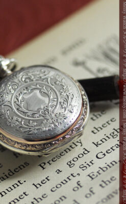 魅力的な無銘の銀無垢アンティーク懐中時計【1880年頃】-P2348-7