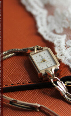 ロレックス・チューダーのレトロな金無垢女性用腕時計 【1940年頃】ローズ色-W1602-4