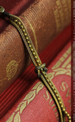 玉飾り付きの個性ある短めのアンティーク懐中時計チェーン-C0504-13