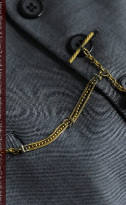 玉飾り付きの個性ある短めのアンティーク懐中時計チェーン-C0504-4