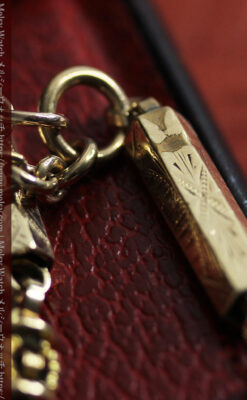 存在感抜群、六角柱の極太懐中時計チェーンとロケット-C0505-10