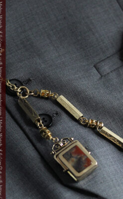 存在感抜群、六角柱の極太懐中時計チェーンとロケット-C0505-11