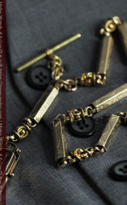 存在感抜群、六角柱の極太懐中時計チェーンとロケット-C0505-12