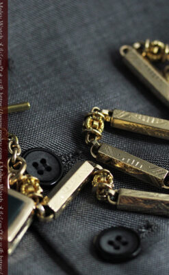 存在感抜群、六角柱の極太懐中時計チェーンとロケット-C0505-13