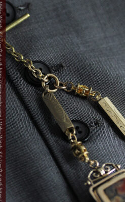 存在感抜群、六角柱の極太懐中時計チェーンとロケット-C0505-14