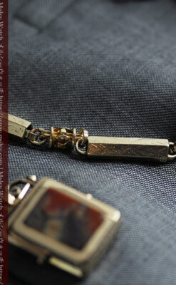 存在感抜群、六角柱の極太懐中時計チェーンとロケット-C0505-15