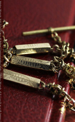 存在感抜群、六角柱の極太懐中時計チェーンとロケット-C0505-3