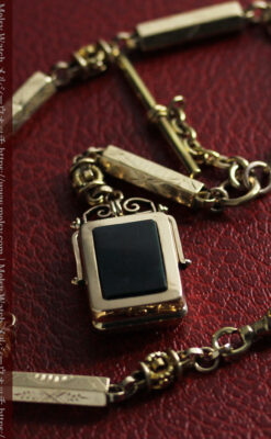 存在感抜群、六角柱の極太懐中時計チェーンとロケット-C0505-4