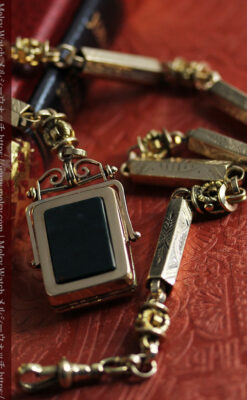 存在感抜群、六角柱の極太懐中時計チェーンとロケット-C0505-5