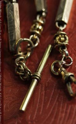 存在感抜群、六角柱の極太懐中時計チェーンとロケット-C0505-6