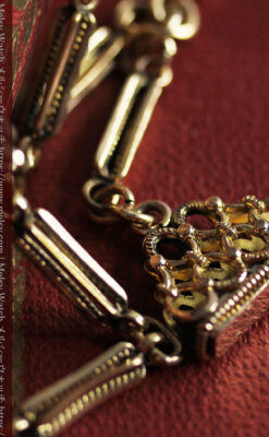 綺麗な飾りのついたアンティーク懐中時計チェーン-C0507-10