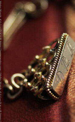 綺麗な飾りのついたアンティーク懐中時計チェーン-C0507-11