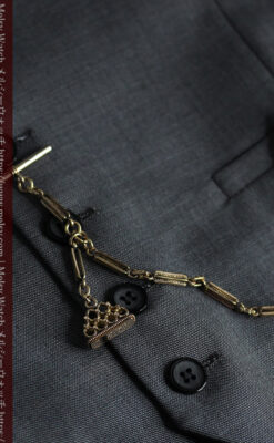 綺麗な飾りのついたアンティーク懐中時計チェーン-C0507-12