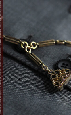 綺麗な飾りのついたアンティーク懐中時計チェーン-C0507-13